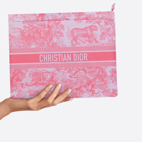 Dioriviera Dior l Toile De Jouy Travel Zipped Pouch Candy Pink Technical Fabric - Picture 12 of 12